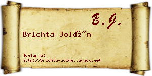 Brichta Jolán névjegykártya
